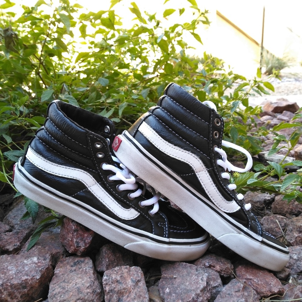 Black Leather High-top Vans